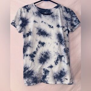 PINK Victoria's Secret Womens Tie-Dye Tee - Navy and White